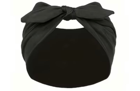 Black headscarf with a large bow on a white background