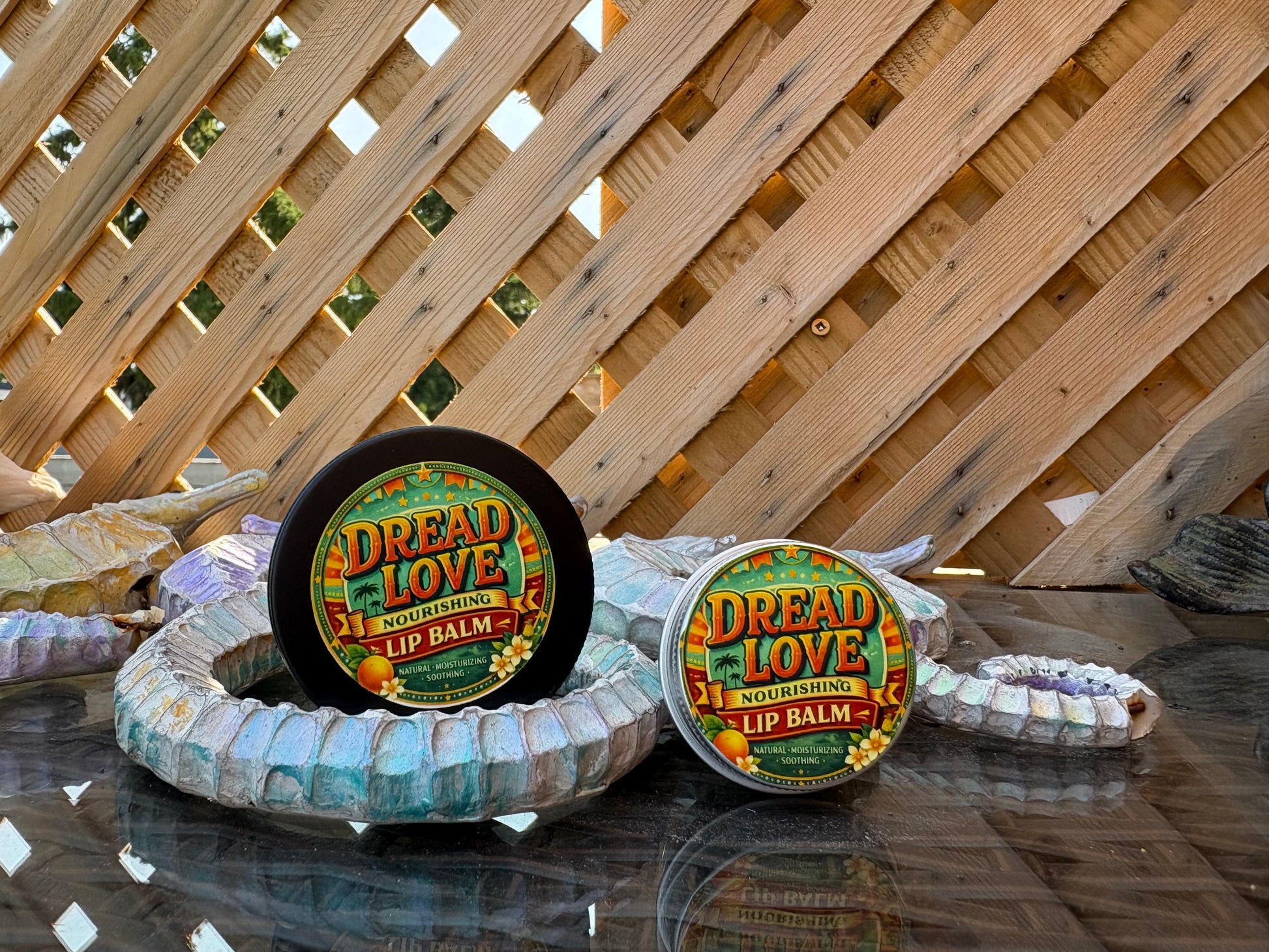 Dread Love Nourishing Lip Balm full range – Campfire and Summertime flavours in metal tin and twist-up tube, vegan lip balm handmade in Canada