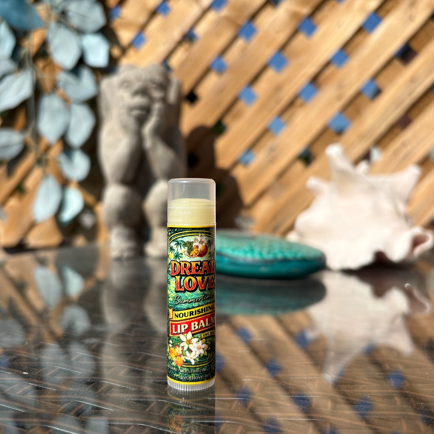 A tube of Vegan Dread Love Lip Balm, Summertime flavour