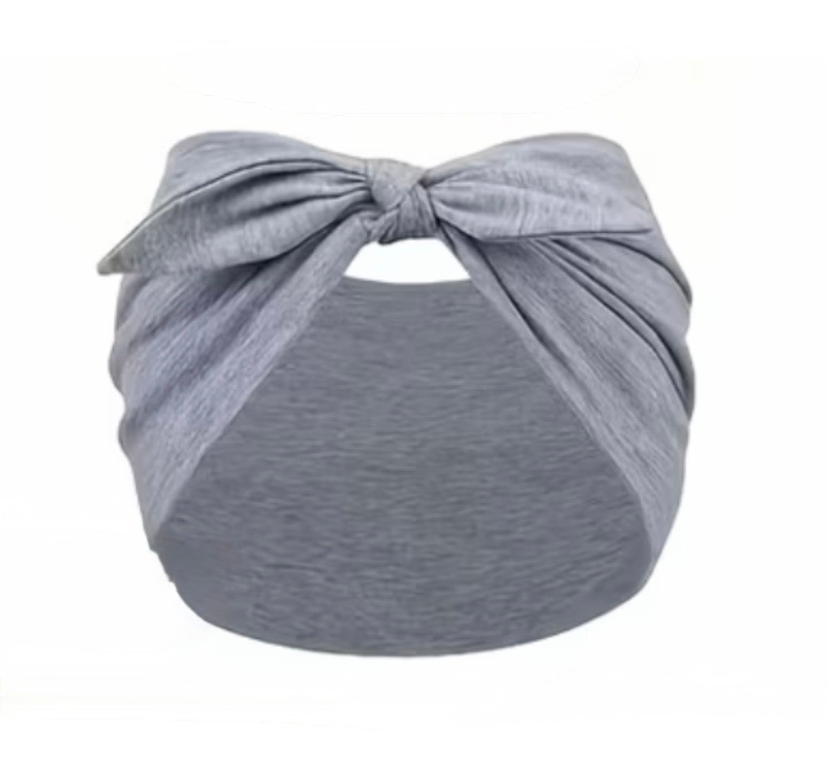Gray dreadlock headscarf with a bow on a white background