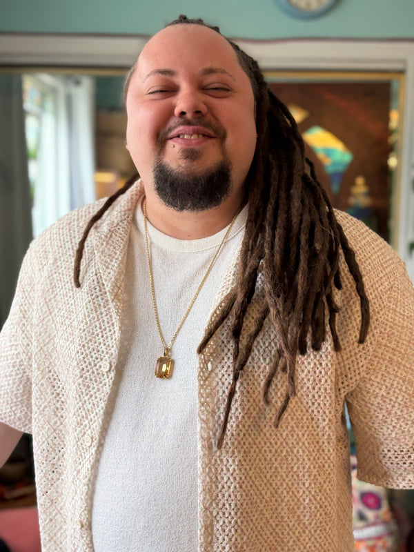 Jeremy with clean and neat dreadlocks, appreciative of his services with Dread Love and Happy with Krista, his loctician!