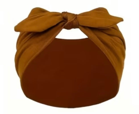 Brown headscarf with a large bow on a white background