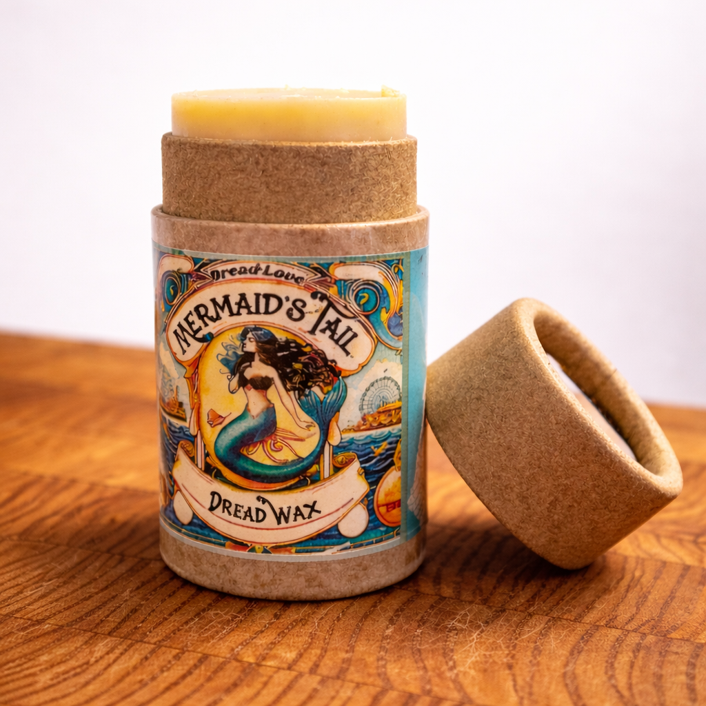 Push Top Dread Wax on wooden background