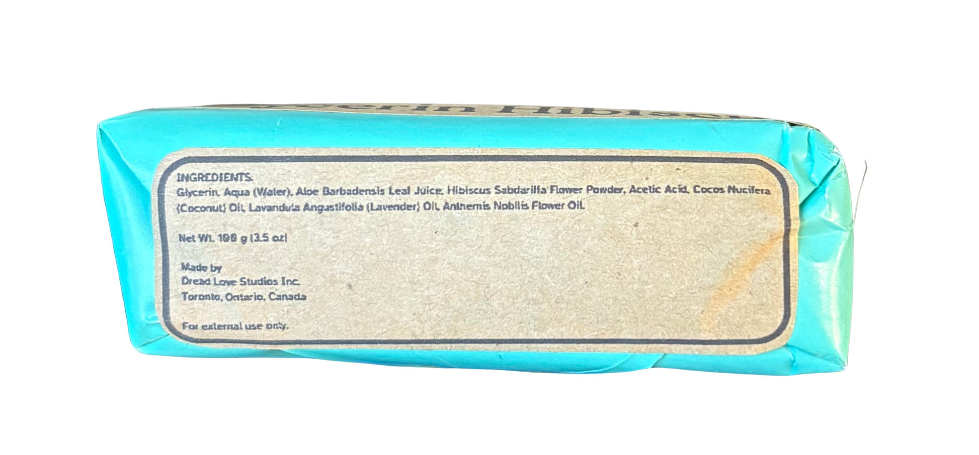 INGREDIENTS:
Aqua (Water), Glycerin, Sorbitol, Sodium Stearate, Sodium Laurate, Sodium Oleate, Sodium Shea Butterate, Sodium Cocoate, Sodium Palm Kernelate, Aloe Barbadensis Leaf Juice, Saccharum Officinarum (Blackstrap Molasses), Hibiscus Sabdariffa Flower Powder, Cocos Nucifera (Coconut) Oil, Melaleuca Alternifolia (Tea Tree) Leaf Oil, Lavandula Angustifolia (Lavender) Oil, Mentha Piperita (Peppermint) Oil, Sodium Chloride, Sodium Citrate, Citric Acid, Acetic Acid.

Net Wt. 100 g (3.5 oz)

Made by:
Dread 